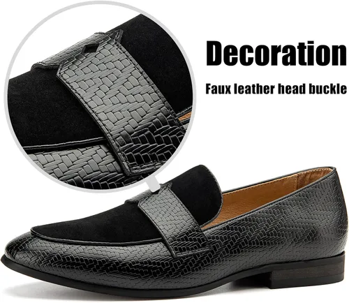 Vista 2 de JITAI Mocasines para hombre, con estampado de patrón, mocasines de vestir para hombre, mocasines casuales para fumar