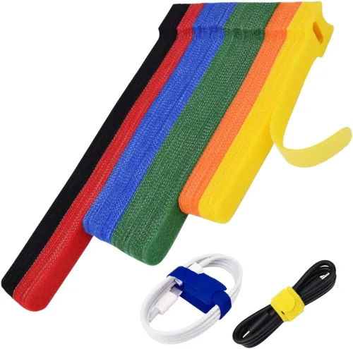 Vista 13 de 70 bridas de cables reutilizables color rosa, para organizar cables, reutilizables, para electrónica, de gancho y bucle para computadora, de 4, 6, 8