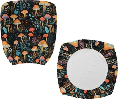 Vista 3 de Funda protectora elástica para silla de oficina con diseño de hongos artísticos, funda giratoria elástica para silla de escritorio, adecuada