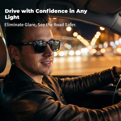 Vista 6 de Lentes inteligentes con altavoces Bluetooth, gafas de audio de oído abierto con clip magnético polarizado, bloqueo de luz azul, IPX56 impermeable