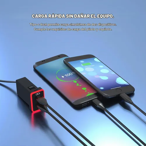 Vista 2 de Cargador de coche para Toyota USB C Dual Port Pd Tipo C Carga Azul/rojo (1.3 x 0.9 pulgadas)