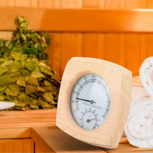 Vista 4 de Haofy Termómetro de sauna 2 en 1, termómetro digital higrómetro, higrómetro de madera para sala de vapor, medidor de temperatura