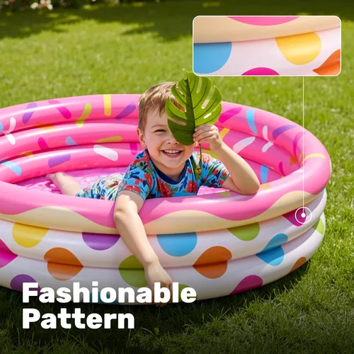 Vista 5 de Paquete de 3 piscinas inflables para niños de 45 x 10 pulgadas, sandía, piña y cupcakes para niños de temporada y diversión de temporada, piscina