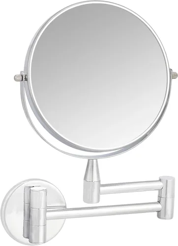 Vista 2 de Amazon Basics Espejo de baño redondo con aumento de tocador para montaje en pared, aumento 1X/5X, 12.8 pulgadas de largo x 10 pulgadas de ancho