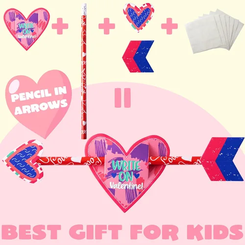 Vista 4 de JOYIN - 36 tarjetas de regalo del Día de San Valentín con flecha de Cupido de lápiz, para intercambio de San Valentín y premios de fiesta
