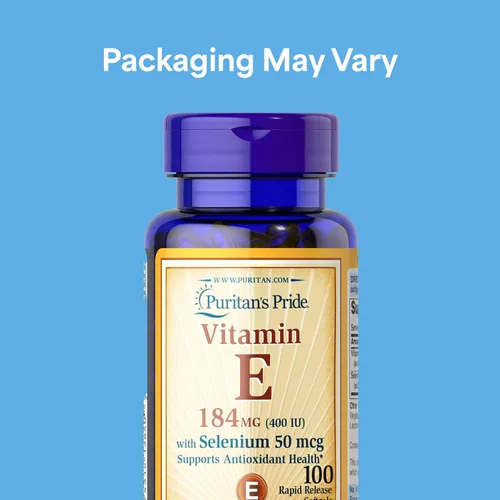 Vista 2 de Puritan's Pride Vitamina E 184 mg (400 UI) con selenio 50mcg, suplemento vitamínico para el sistema inmunológico y apoyo antioxidante para la salud