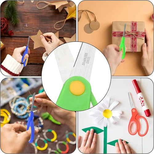 Vista 3 de ELECKEY Tijeras para zurdos para niños de 5.75 pulgadas, tijeras puntiagudas para estudiantes escolares y zurdos, romas, paquete de 2 (azul)
