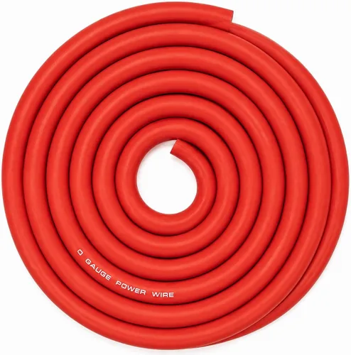 Vista 2 de SoundBox Amplificador rojo calibre 0/cable de tierra 1/0 Ga Amp Cable, 25 pies