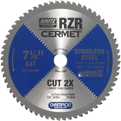 Vista 4 de Champion Cutting Tool Corp - Hoja de sierra circular de 5-3/8 pulgadas, 50T (RZR-538-50-ST), acero inoxidable