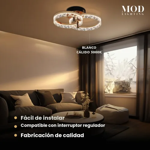 Vista 6 de Clara - Lámpara de techo moderna de montaje empotrado, lámpara de techo LED de 2 anillos para cocina, dormitorio y pasillo, cerca de luces de techo