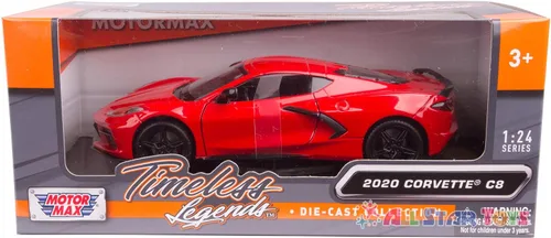 Vista 9 de Motormax 79360 Chevrolet Corvette C8 Stingray Red Timeless Legends 1/24 modelo de auto fundido a presión 2020
