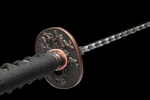 Vista 3 de Ryujin Fujiwara Serie Damasco - Espada samurái de acero con martillo perforado I 41 pulgadas en general I