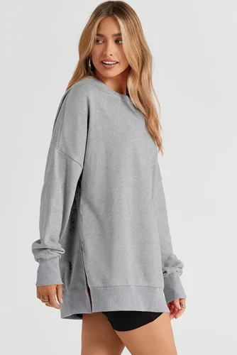 Vista 177 de SHEWIN Sudadera casual de manga larga con cuello redondo para mujer, ligera, holgada