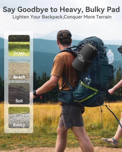 Vista 6 de Hikenture Colchoneta de dormir doble para campamento, colchón de campamento extra grueso de 4 pulgadas para 2 personas, colchoneta inflable