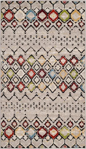 Vista 47 de SAFAVIEH Amsterdam Collection Alfombra Decorativa - 2.3 pies x 4 pies, Negro & Multi, Diseño Marroquí Bohemio, Sin Desprendimiento y Fácil Cuidado