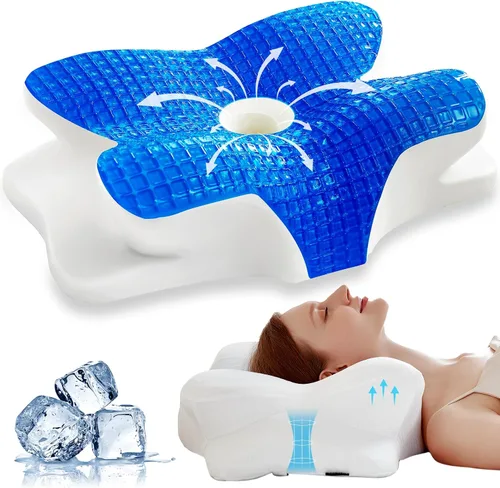 Vista 9 de EUCIOR - Almohadas de gel refrescante para cuello y hombros, almohada cervical para dormir cómodamente, almohadas ergonómicas de espuma