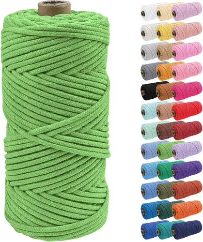 Vista 9 de JeogYong Cuerda de macramé de 0.157 in x 109 yardas, cuerda trenzada de algodón natural, cuerda de macramé para bolsas de ganchillo, colgar