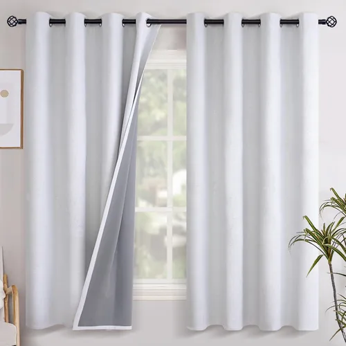 Vista 34 de YoungsTex - Cortinas opacas de lino para dormitorio, oscurecimiento de la habitación, cortinas con textura de lino, paneles con aislamiento térmico