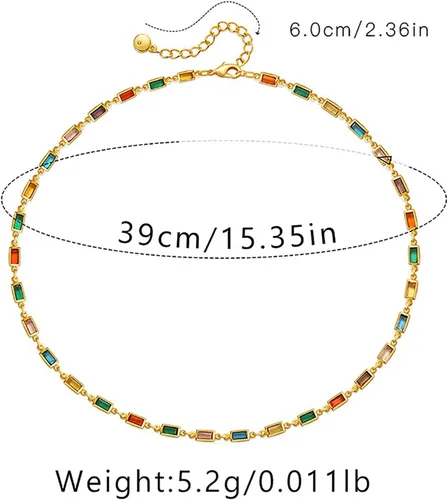 Vista 29 de Gargantilla con cuentas para mujer, chapada en oro de 18 quilates, gargantilla delicada para mujer