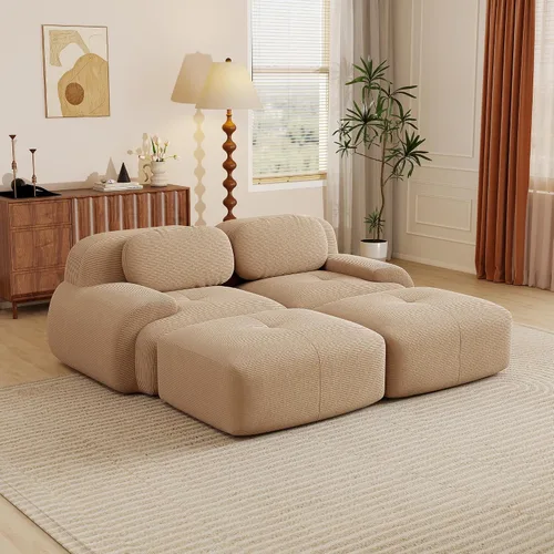 Vista 28 de Sofás seccional modular de 80" sin huesos modernos para sala de estar, juego de sofás comprimidos de 2 plazas con asiento profundo, sin necesidad
