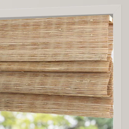 Vista 18 de Persianas Romanas de Bambú Sin Cordón con Oscurecimiento Total, Persianas Enrollables de Madera con Filtrado de Luz y Protección UV con Cenefa de 6