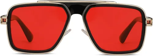 Vista 2 de Freckles Mark Lentes de sol retro de moda para hombres y mujeres, tonos vintage de los años 70, estilo italiano, cuadrados, de metal