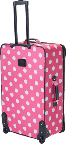 Vista 2 de Rockland Vara Softside - Juego de equipaje vertical de 3 piezas, Rosado con puntos, Vara Softside - Juego de equipaje vertical de 3 piezas