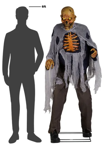 Vista 6 de Animatrónico Zombie Tambaleante de 1.8 m Decoración de Halloween Multicolor