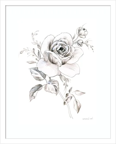 Vista 8 de Amanti Art Impresión artística enmarcada para pared, 21 x 17 pulgadas, cuaderno de bocetos Garden IX BW por Danhui Nai, arte de pared de flores
