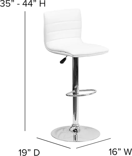 Vista 68 de Flash Funiture silla de bar ajustable con base cromada, Vinilo, Gris