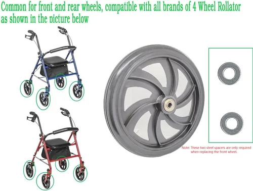 Vista 8 de Rueda de repuesto para rodillo modelo 10257, modelo aplicable: 10257/86860/86850/425, ruedas de repuesto Walker Rollator de 7.5 pulgadas