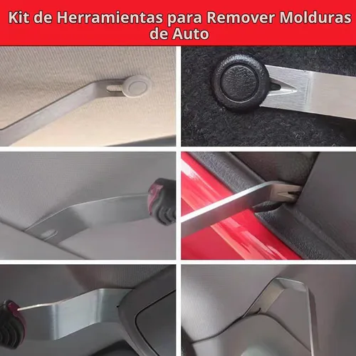 Vista 6 de Kit de herramientas de extracción de molduras y extractor de panel de puerta, juego de herramientas de palanca de metal, kit de removedor de clip