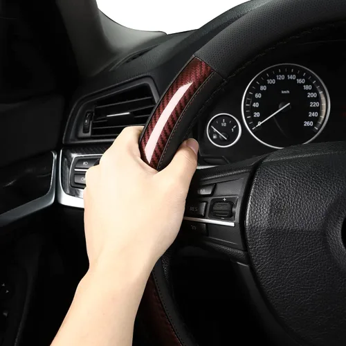 Vista 3 de Funda universal para volante de auto de 15" de piel de microfibra, ajuste universal para auto, elástica, antideslizante, transpirable y sin olor