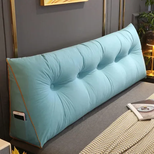 Vista 13 de Cómoda almohada lumbar para descansar la cama, cojín triangular para leer y respaldo, almohada de cabecera para cama, almohada de lectura grande