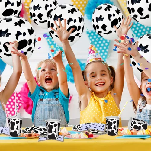 Vista 6 de 25 globos de vaca divertidos con estampado de vaca para fiesta de vaqueros, temática de vaquero occidental, suministros de recuerdo de fiesta