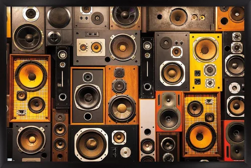 Vista 8 de Trends International Póster de pared con altavoz retro, 14.725 x 22.375 pulgadas, versión enmarcada de madera de granero