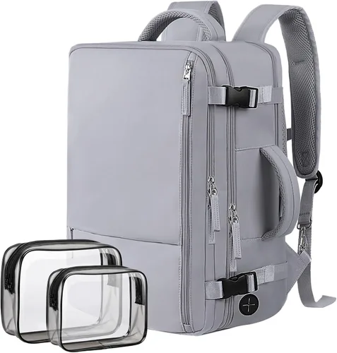 Vista 16 de Hanples Mochila de viaje para mujeres y hombres, mochila grande para artículos personales, mochila para laptop aprobada por la TSA Flight, Beige