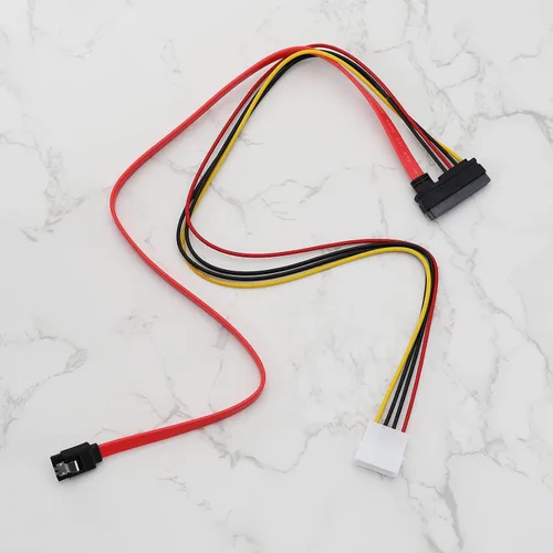 Vista 7 de Cable de alimentación de datos SATA 2 en 1, 22 pines (7+15) SATA macho a hembra de datos y alimentación Combo de cable de extensión Accesorios