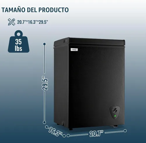 Vista 5 de WANAI - Congelador de pecho pequeño, tamaño compacto y amplia capacidad, máquina de 7 controles de temperatura, bajo ruido, con cesta extraíble