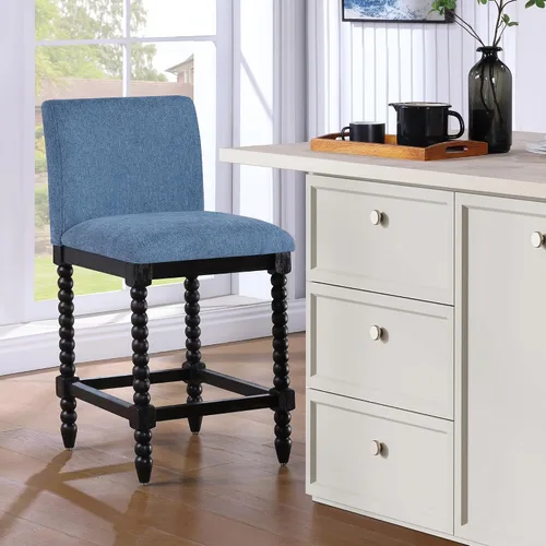 Vista 7 de DUHOME Taburete de mostrador de husillo con asiento acolchado de resorte, taburetes de bar de madera de granja de 26 pulgadas de altura