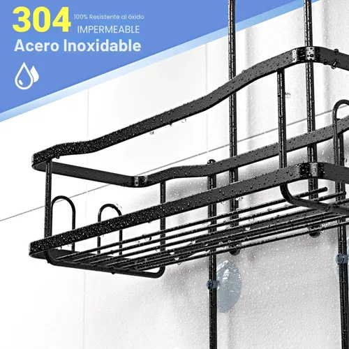 Vista 3 de Aitatty Organizador de baño colgante para ducha: estantes de ducha inoxidables sobre el cabezal de ducha, sin taladrar en el interior, estantes