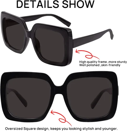 Vista 4 de OCCI CHIARI Reader Sunglasses Oversized Reading Sunglasses for Women 10 125 15 175 20 225 25 275 30 35