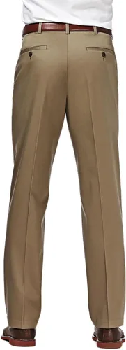 Vista 3 de HAGGAR - Pantalón caqui para hombre, tallas grandes y altas, de calidad prémium, sin necesidad de planchar, corte clásico, cintura expandible, sin