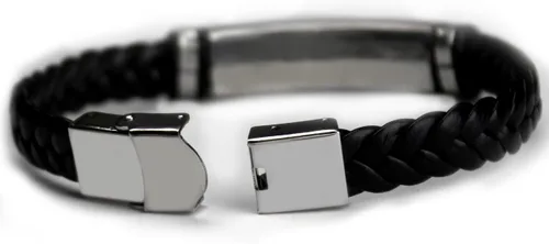 Vista 2 de Zacria Pulsera con nombre MARVIN - Pulsera personalizada de cuero trenzado grabado para hombre. Incluye caja de regalo y bolsa de regalo. Placa
