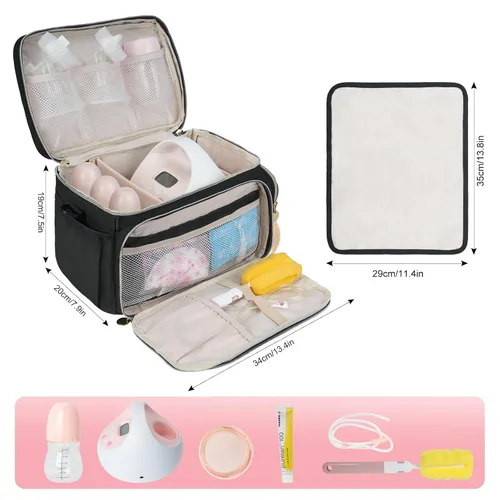 Vista 2 de Bolsa de extractor de leche apta para Spectra S1 y S2, bolsa de bombeo Estuche de transporte con alfombrilla impermeable para accesorios