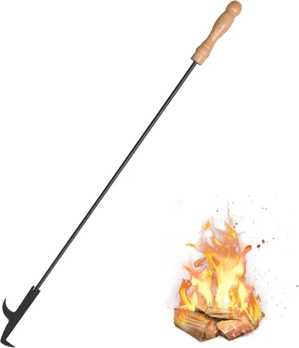 Vista 9 de Póster para chimenea, acabado negro resistente a la corrosión, acero de hierro forjado resistente, aspecto y acabado decorativos, punta multiuso