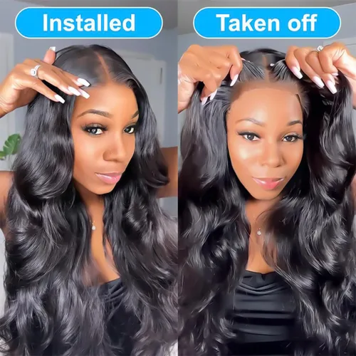 Vista 3 de Pelucas de cabello humano con cierre de encaje HD de 16 pulgadas, 5 x 5, pelucas de cabello humano sin pegamento listas para usar, pelucas