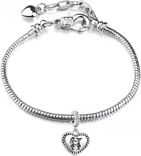 Vista 4 de Chili Jewelry Dije de corazón Always My Sister Forever My Friend compatible con pulseras Pandora