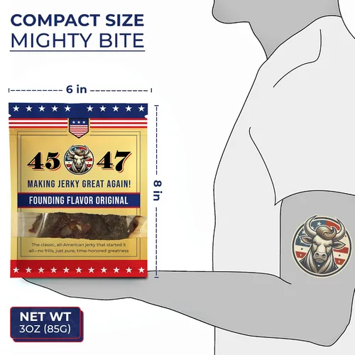 Vista 3 de Carne seca 45-47 – Carne seca premium hecha en Estados Unidos, 0.35 onzas de proteína por porción, baja en grasa, sin gluten, aperitivo audaz