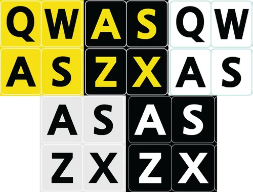 Vista 2 de Five 5 English US Large Print Lettering Negro, Amarillo, Blanco, Gris BACKGROUNS Pegatinas de teclado 5